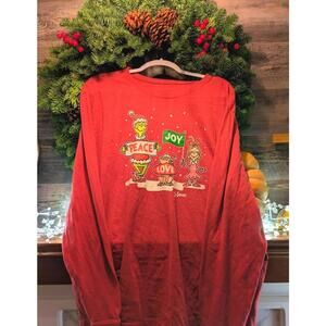 Life is Good XL Red Long Sleeve Dr. Seuss Peace Joy Love T-shirt